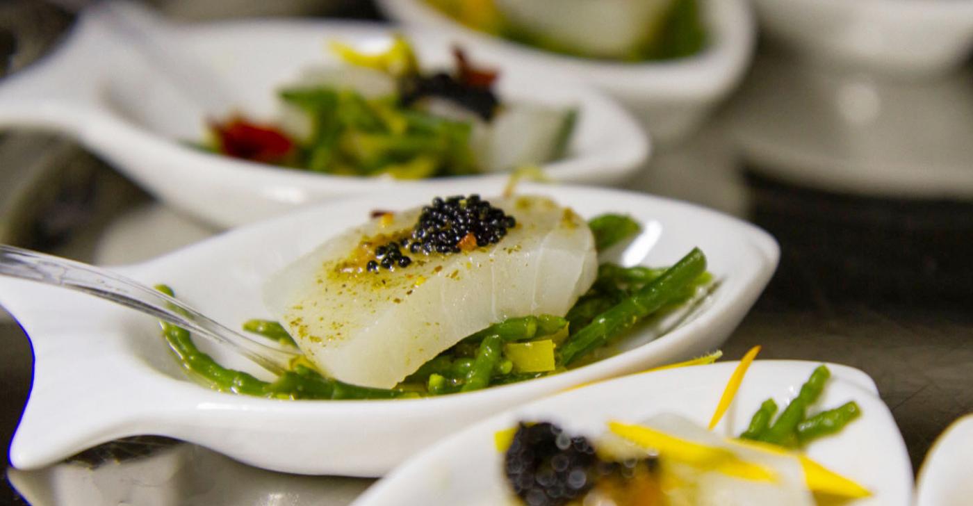 Fish starters served in Québec City. 
